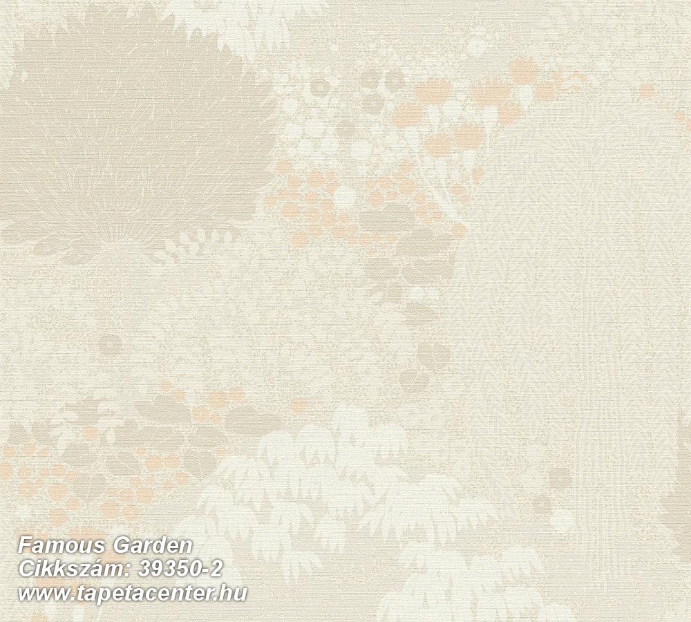 Természeti mintás,textil hatású,bézs-drapp,fehér,narancs-terrakotta,súrolható,vlies tapéta 